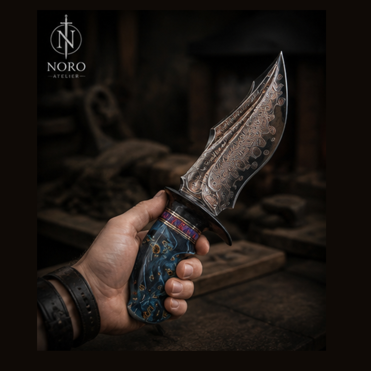 Azure Damascus Fang