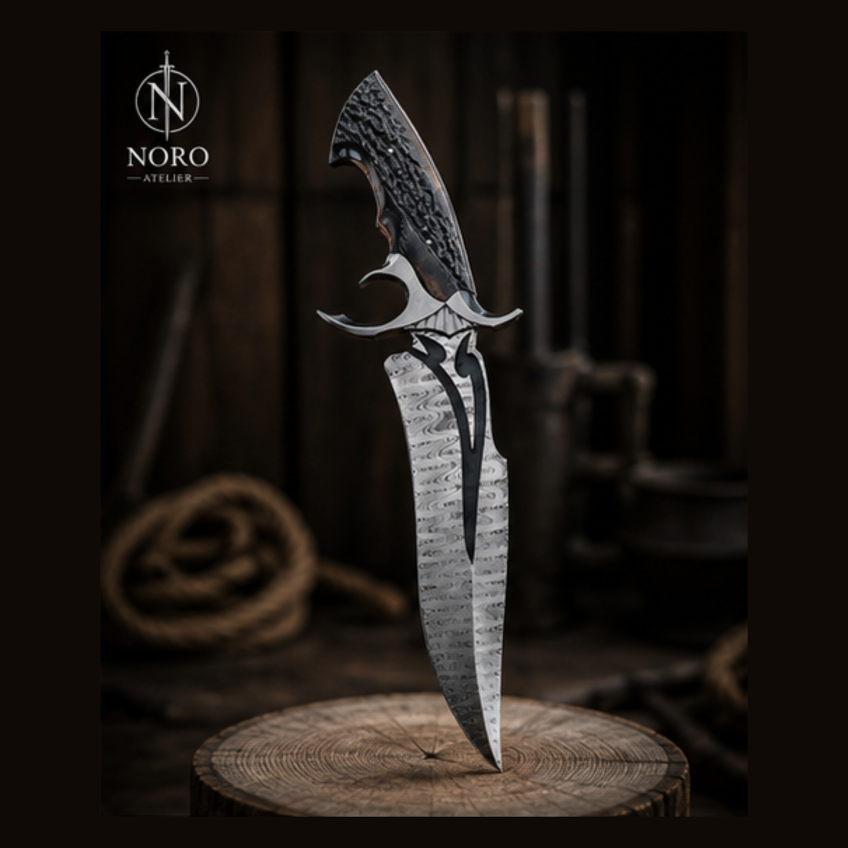 Wyrmfang Damascus Knife