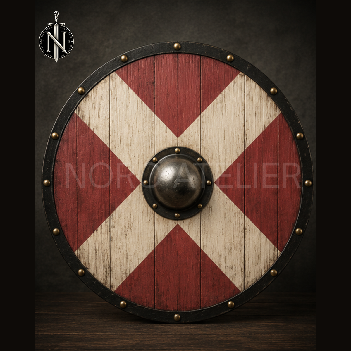 Crimson Cross Viking Shield