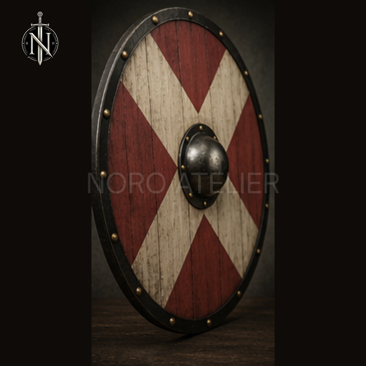 Crimson Cross Viking Shield
