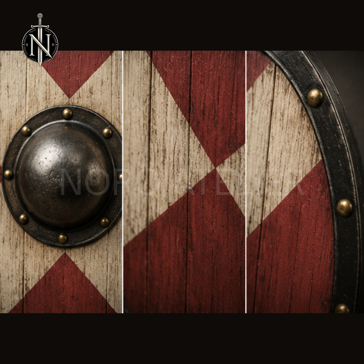 Crimson Cross Viking Shield